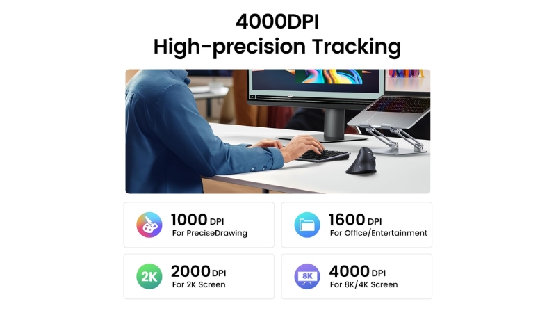 Chuột máy tính công thái học không dây Ugreen MU008-MU008-45772-6