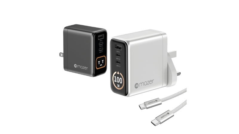 Bộ sạc nhanh Mazer 100W PD kèm cáp Type-C Ai Prestige GaN-M-AI-G100W-V7-BG-11