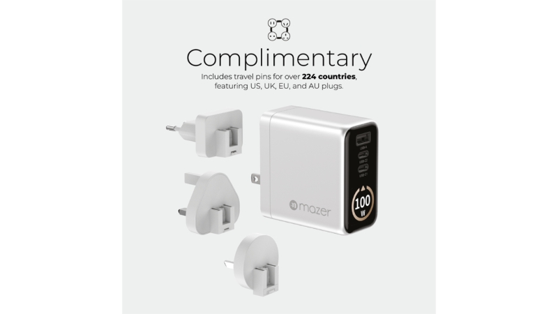 Bộ sạc nhanh Mazer 100W PD kèm cáp Type-C Ai Prestige GaN-M-AI-G100W-V7-BG-17
