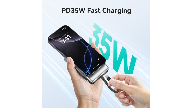 Pin sạc dự phòng Mazer 10.000 mAh 35W PowerCharge LINK tích hợp cáp sạc-M-PC35L10V3-BG-9