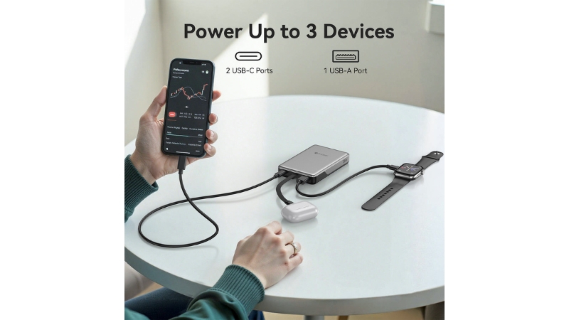 Pin sạc dự phòng Mazer 10.000 mAh 35W PowerCharge LINK tích hợp cáp sạc-M-PC35L10V3-BG-10