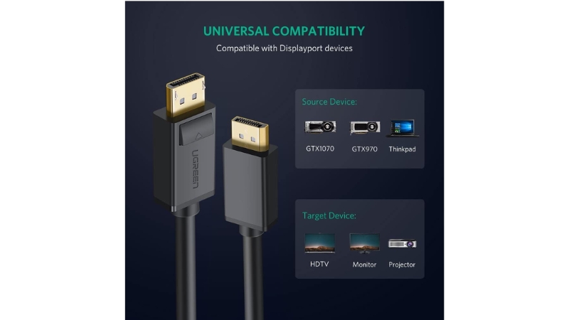 Cáp VGA tròn 2 đầu đực màu đen Ugreen VG101-VG101-11630-4