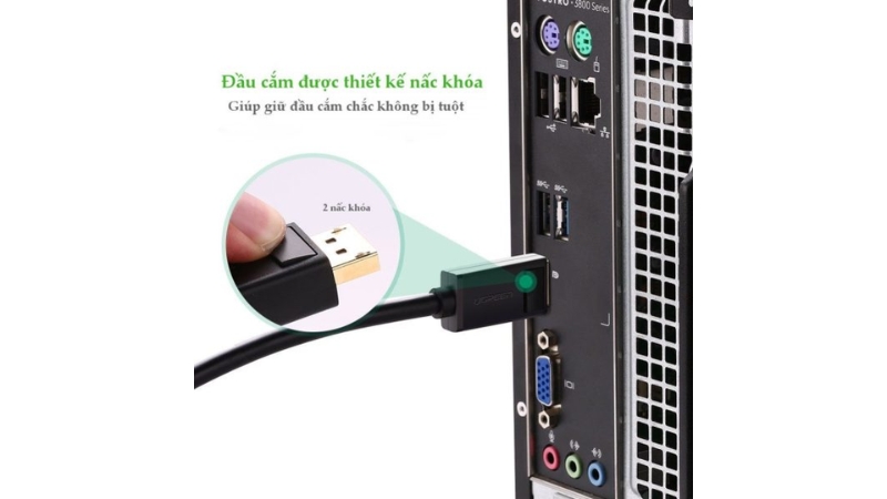Cáp VGA tròn 2 đầu đực màu đen Ugreen VG101-VG101-11630-7