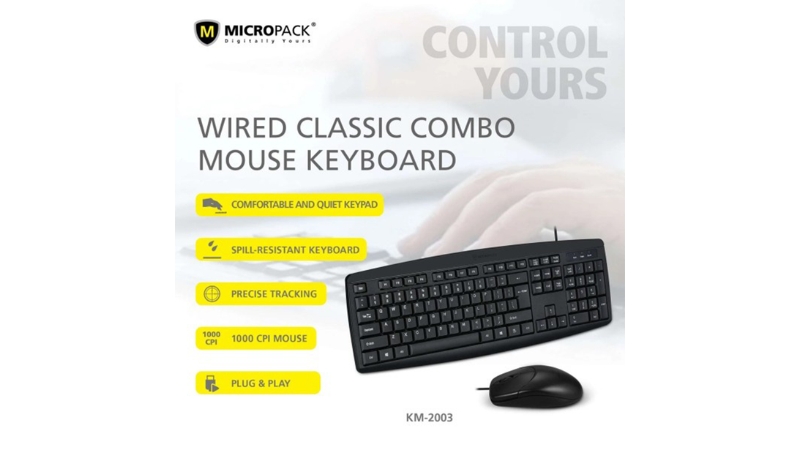 Bộ bàn phím chuột có dây MicroPack Combo Lite Classic Wired KM-2003-KM-2003 EN BK-5
