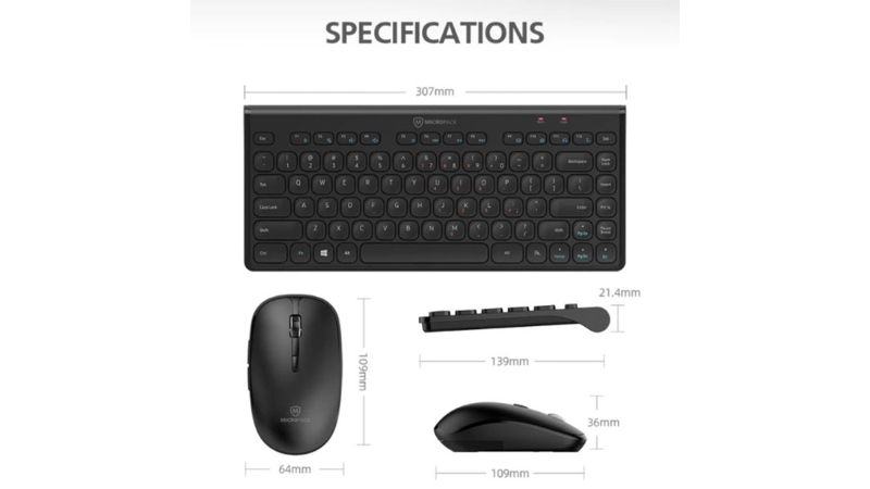 Bộ bàn phím chuột không dây MicroPack iFree Mini 2 Compact & Elegant KM-228W-KM-203W EN BK-4