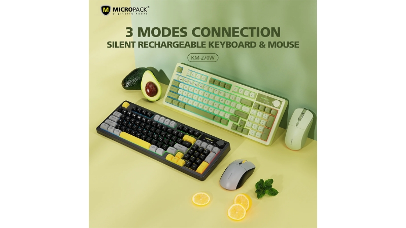 Bộ bàn phím chuột không dây Bluetooth MicroPack Silent Lifestyle KM-270W-KM-270W-EN-BK-4
