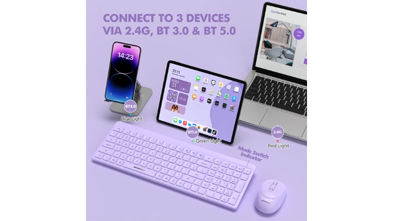 Bộ bàn phím chuột không dây Bluetooth MicroPack Silent Lifestyle KM-268W-KM-268W-EN-GN-8