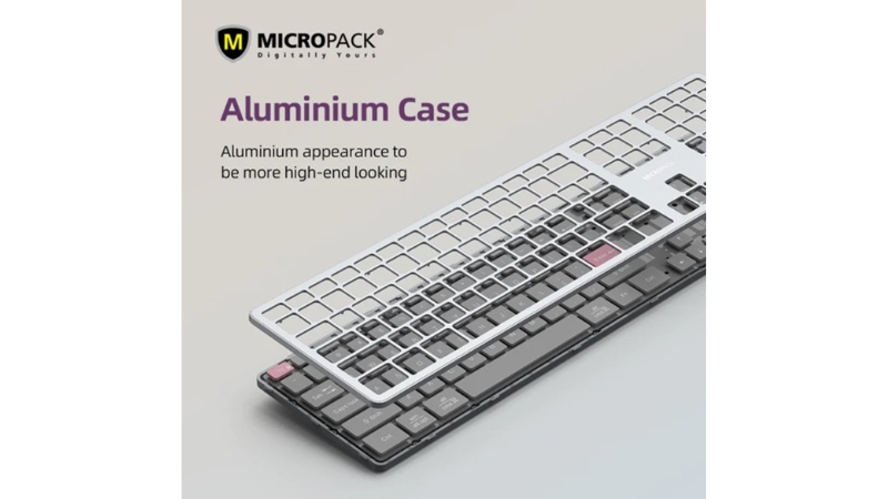Bàn phím nhôm không dây Bluetooth MicroPack Silent Lifestyle K-310W-K-310W-GY-5