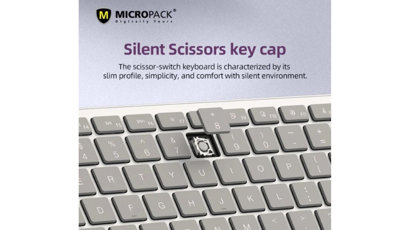 Bàn phím nhôm không dây Bluetooth MicroPack Silent Lifestyle K-310W-K-310W-GY-6