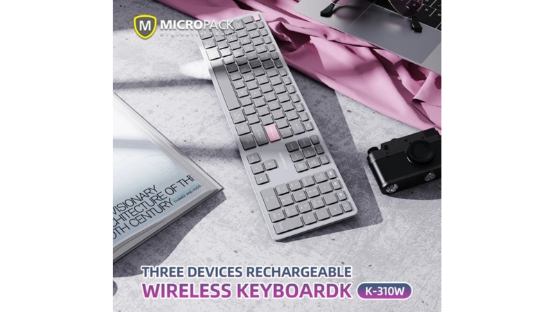 Bàn phím nhôm không dây Bluetooth MicroPack Silent Lifestyle K-310W-K-310W-GY-9