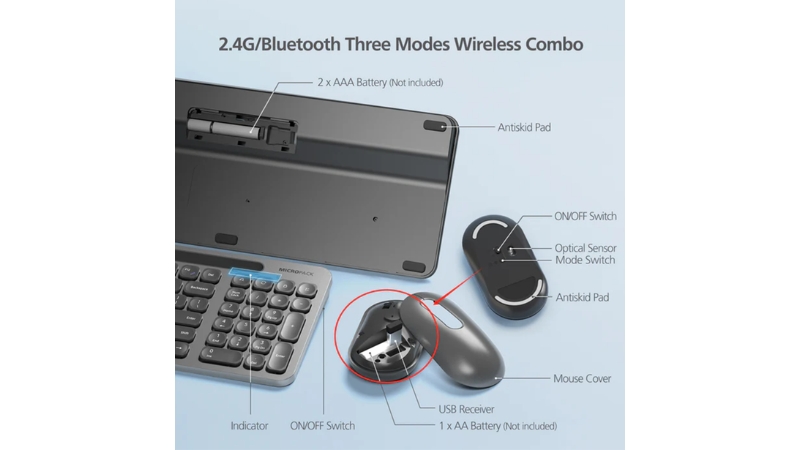 Bộ bàn phím chuột Bluetooth MicroPack Lifestyle KM-238W-KM-238W-EN-PM-6