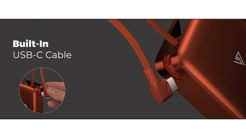 Pin sạc dự phòng Mipow 10.000 mAh 22.5W Aluminum tích hợp cáp sạc-CX10-OR-4