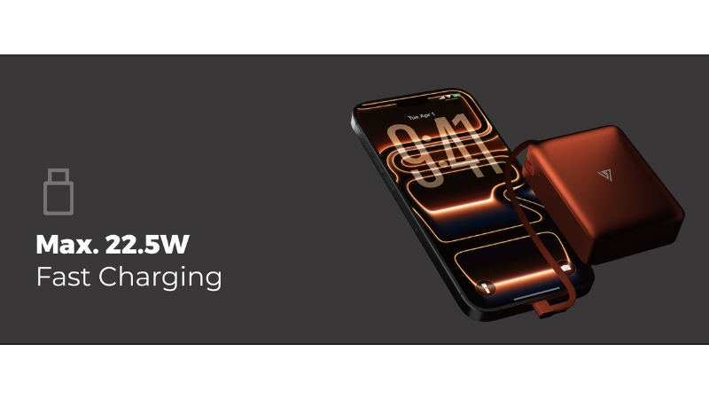 Pin sạc dự phòng Mipow 10.000 mAh 22.5W Aluminum tích hợp cáp sạc-CX10-OR-8