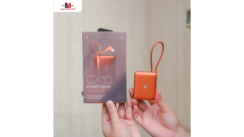 Pin sạc dự phòng Mipow 10.000 mAh 22.5W Aluminum tích hợp cáp sạc-CX10-OR-17