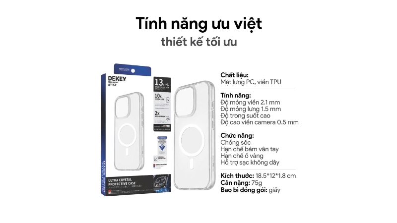 Ốp lưng Magsafe iPhone 13 Pro Max Dekey Magic Cover Ultral Crystal-8936214496556-4