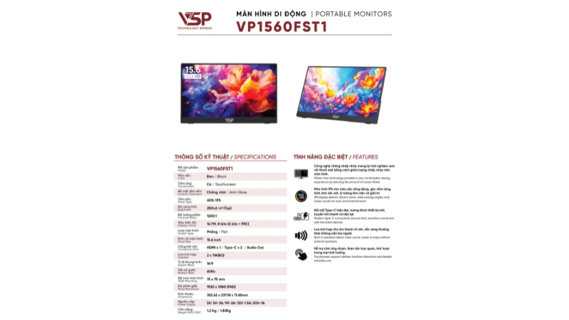 Màn hình di động VSP VP1560FST1 15.6 inch (IPS ELED FHD 60Hz Cảm Ứng)-VP1560FST1-8
