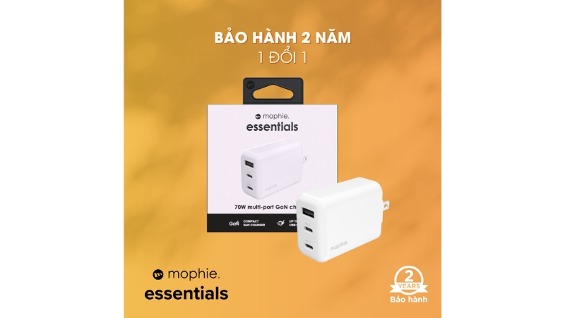 Cốc sạc nhanh Mophie 70W Essentials 2C1A GaN-409915672-13