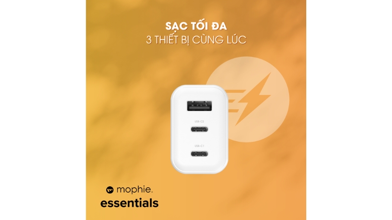 Cốc sạc nhanh Mophie 70W Essentials 2C1A GaN-409915672-14