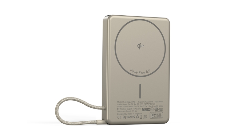 Pin sạc dự phòng Mazer 10.000 mAh PD30W Ai Qi2 MagLink70-M-Ai-MagLink70-NT-6