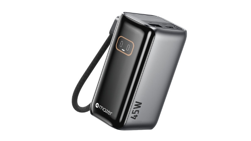 Pin sạc dự phòng 10.000 mAh PD45W Mazer PowerCharge RLink tích hợp cáp Type-C-M-Ai-PC45R10-V7-PK-5
