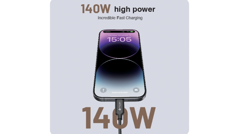 Cáp Type-C 3-in-1 Mazer 140W InfiniteLINK Scorpion 1.25m-M-Scorpion-C140-BK-6