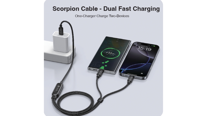 Cáp Type-C 3-in-1 Mazer 140W InfiniteLINK Scorpion 1.25m-M-Scorpion-C140-BK-8