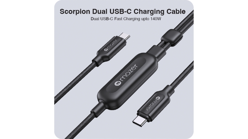 Cáp Type-C 3-in-1 Mazer 140W InfiniteLINK Scorpion 1.25m-M-Scorpion-C140-BK-10