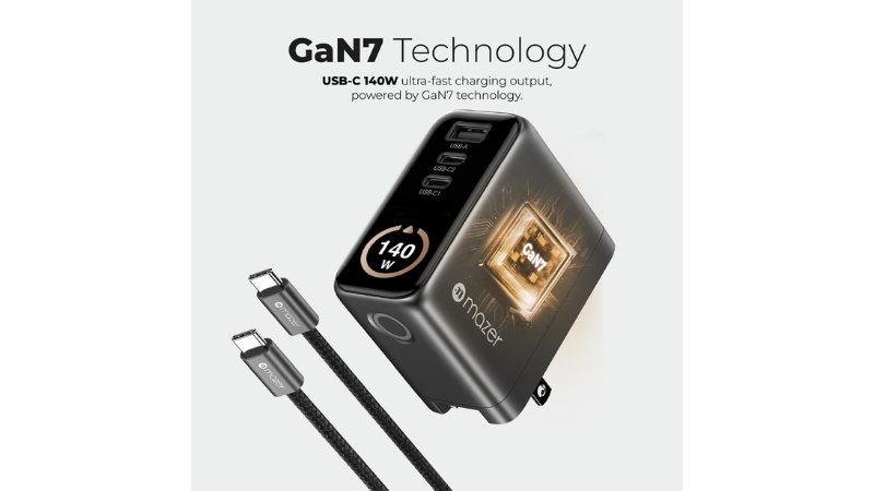 Bộ sạc kèm cáp Mazer PD140W Ai Prestige GaN-M-Ai-G140W-V7-SV-15