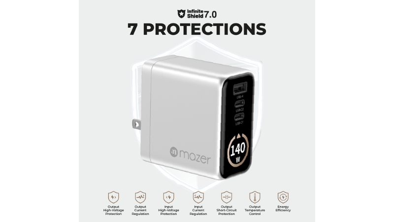 Bộ sạc kèm cáp Mazer PD140W Ai Prestige GaN-M-Ai-G140W-V7-SV-18