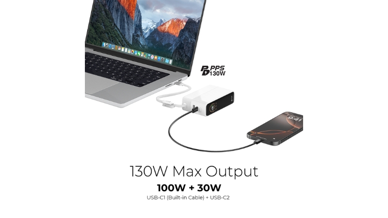 Pin sạc dự phòng Mazer 20.000 mAh 130W PowerCharge tích hợp cáp sạc-M-Ai-PC130L20-V7-BK-17
