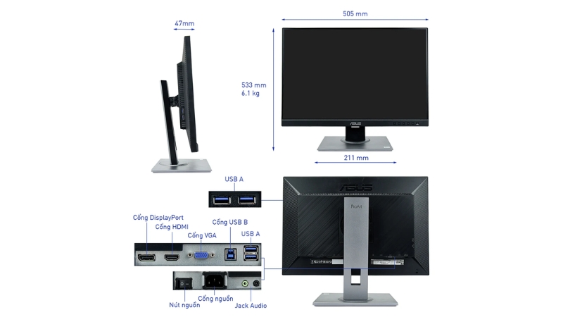 Màn hình ASUS ProArt PA248QV 24 inch (IPS WUXGA 75Hz 5 ms)-PA248QV-13