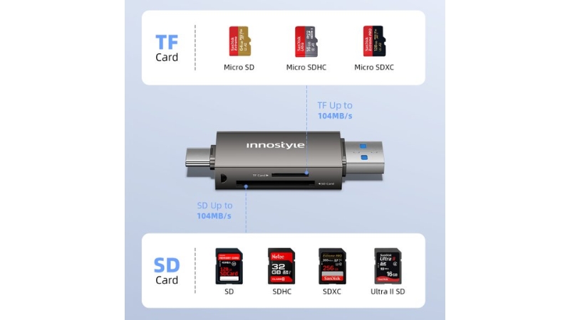 Đầu đọc thẻ nhớ TF SD Innostyle Dual Card Reader Hub-CA-ST3-4