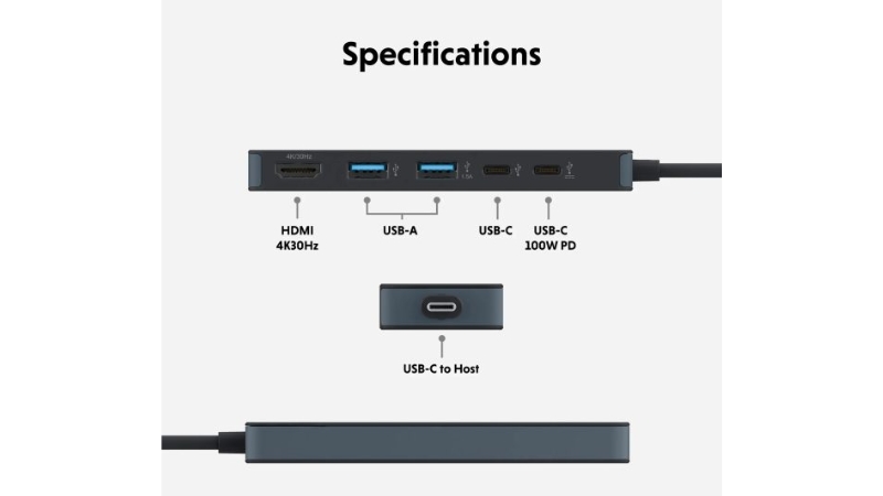 Hub chuyển đổi Type-C HyperDrive Flex 5 in 1 HD4101-HD4101BUGL-7