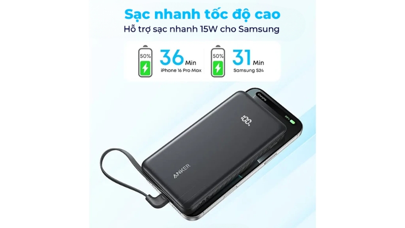 Pin sạc dự phòng Anker 20.000 mAh 22.5W tích hợp cáp Type-C A110E-A110EBSN-4