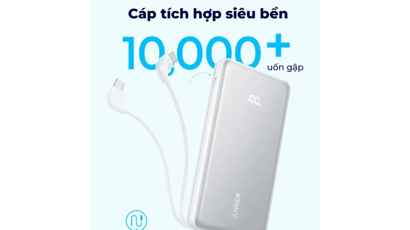 Pin sạc dự phòng Anker 20.000 mAh 22.5W tích hợp cáp Type-C A110E-A110EBSN-5