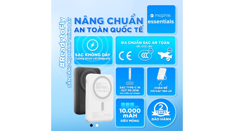 Sạc dự phòng Mophie Essentials Snap+ Powerstation With Stand 10.000 mAh-401117449-21