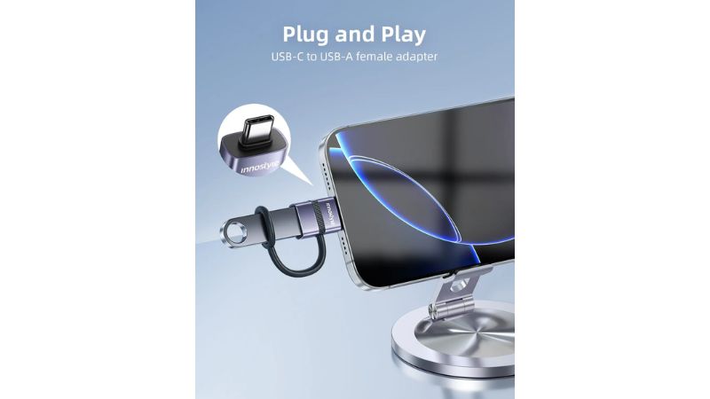 Cổng chuyển OTG Innostyle FlexiLInk USB-C to USB-A Female Silicone Tape ST-510GY-ST-510GY-7