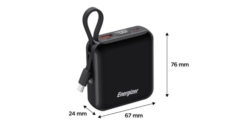 Pin sạc dự phòng Energizer 10.000 mAh 22.5W tích hợp cáp Type-C to Type-C-UE10095PQBK-3