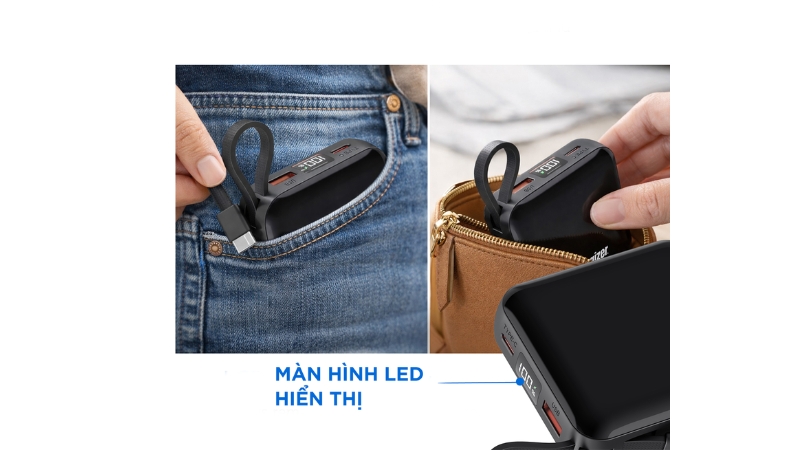 Pin sạc dự phòng Energizer 10.000 mAh 22.5W tích hợp cáp Type-C to Type-C-UE10095PQBK-10