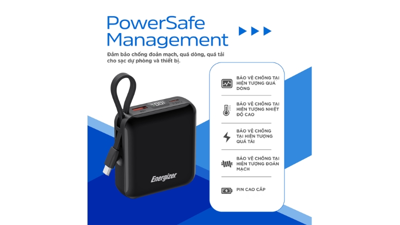 Pin sạc dự phòng Energizer 10.000 mAh 22.5W tích hợp cáp Type-C to Type-C-UE10095PQBK-11