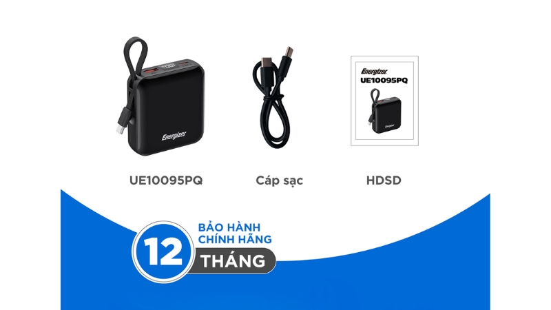 Pin sạc dự phòng Energizer 10.000 mAh 22.5W tích hợp cáp Type-C to Type-C-UE10095PQBK-13