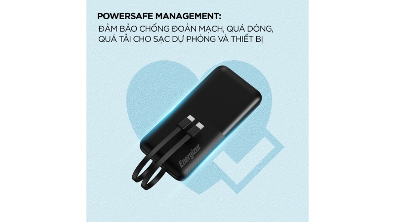 Pin sạc dự phòng Energizer 10.000 mAh 22.5W tích hợp 2 cáp Type-C to Type-C-UE10079PQBK-14