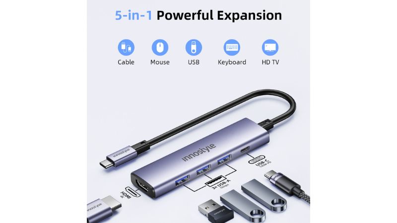 Hub chuyển đổi Type-C Innostyle NexaLink 5 in 1 TAC-51H-TAC-51H-6