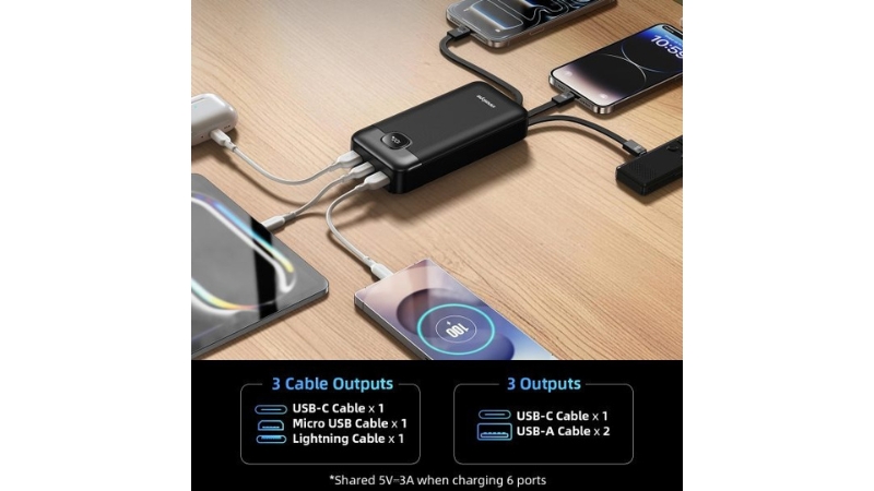 Pin sạc dự phòng Innostyle 20.000 mAh 22.5W MultiCharge Go tích hợp cáp sạc-MCG20KBLK-7