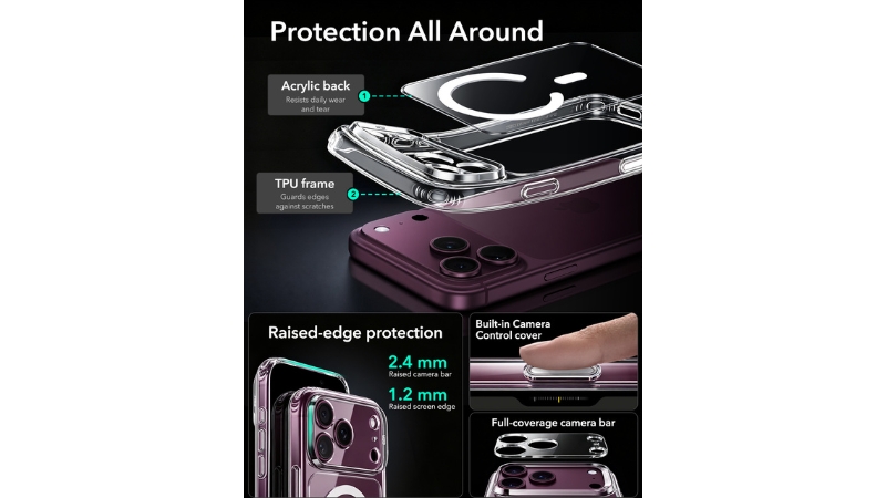 Ốp lưng Magsafe iPhone 18 Pro 17 Pro ESR Classic Hybrid trong suốt-4894240303160-5