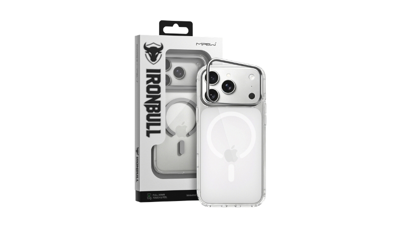 Ốp lưng MagSafe iPhone 18 Pro 17 Pro Mipow IronBull StandX trong suốt-SXC18A-CR-2