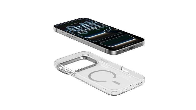 Ốp lưng MagSafe iPhone 18 Pro 17 Pro Mipow IronBull StandX trong suốt-SXC18A-CR-4