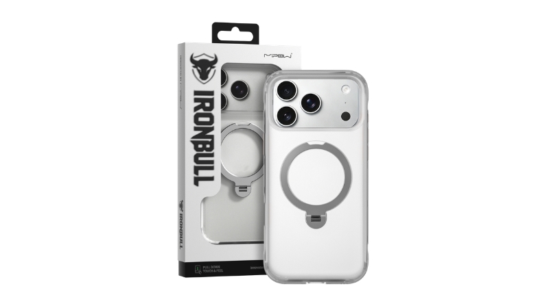 Ốp lưng MagSafe iPhone 18 Pro Max 17 Pro Max Mipow IronBull AirEX Stand trong suốt-MAS18B-BK-6