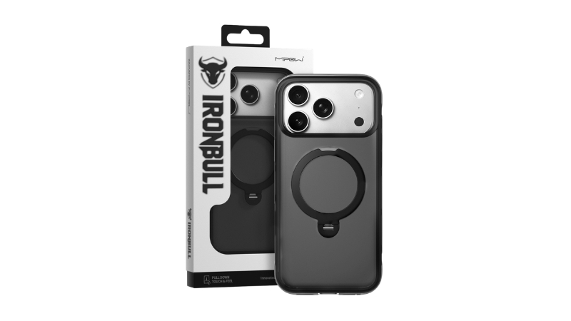Ốp lưng MagSafe iPhone 18 Pro Max 17 Pro Max Mipow IronBull AirEX Stand trong suốt-MAS18B-BK-2