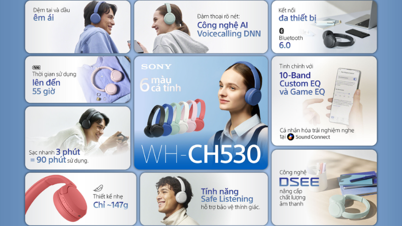 Tai nghe chụp tai Sony WH-CH530-WH-CH530 WZE-3